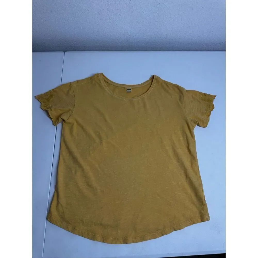 Old Navy Yellow Embroidered Cotton T-shirt Size S